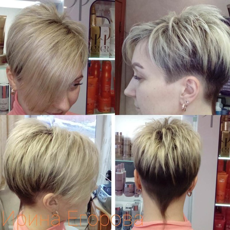 Стрижка женская Пикси на короткие волосы вид сзади и спереди