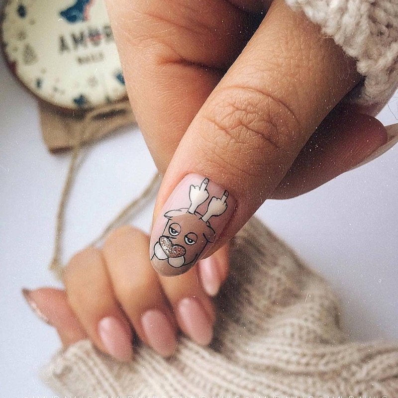 Ногти с оленями маникюр