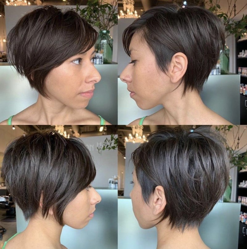 Прическа Пикси-Боб вид со всех сторон