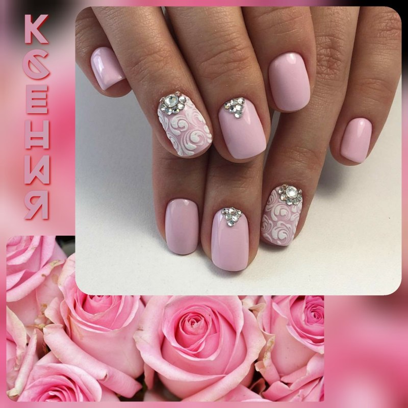 Маникюр под розовое платье