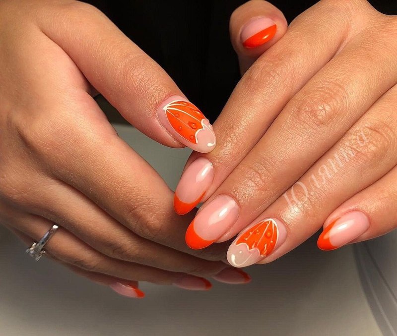 Оранжевый френч миндаль 2021