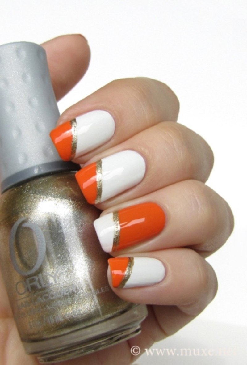 Оранжевый маникюр 2021