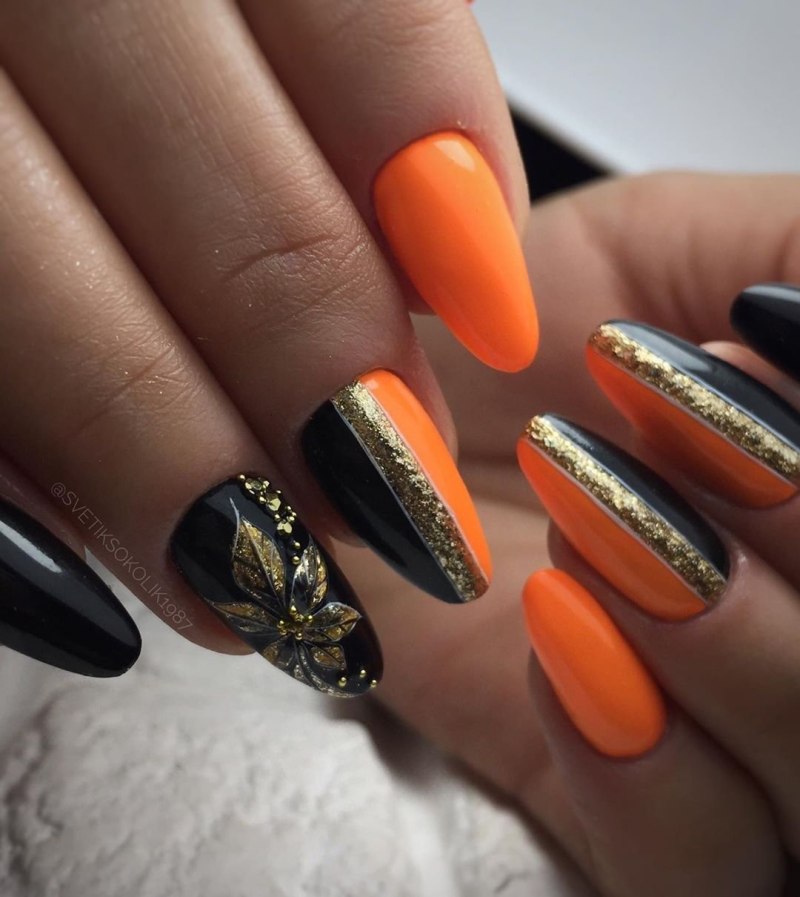 Оранжевый маникюр