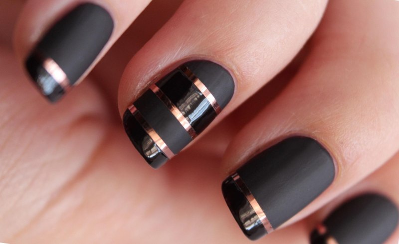 Ногти золото с черным