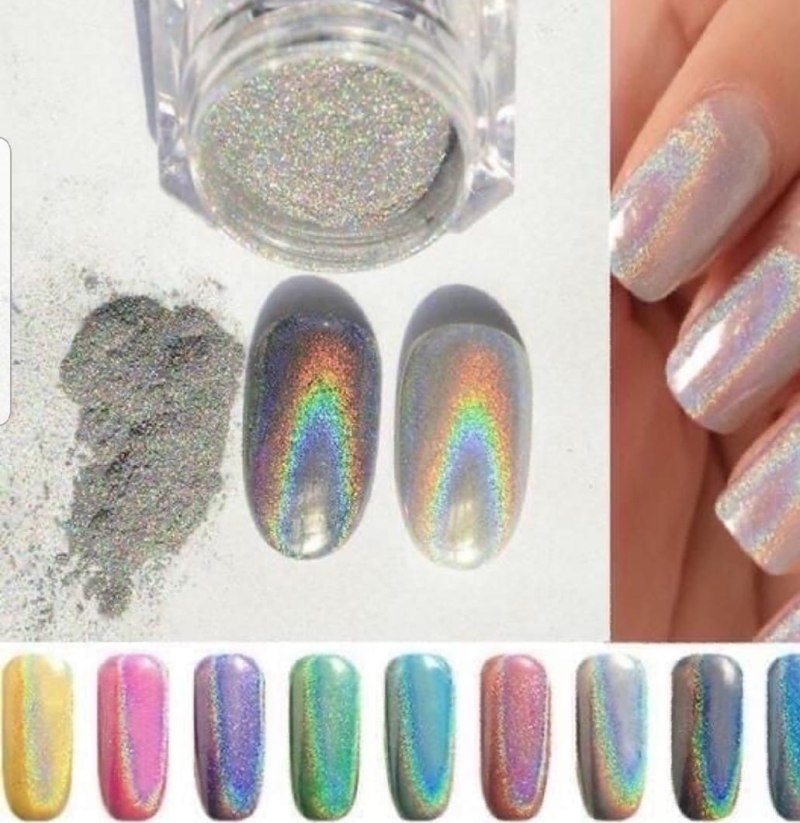 Яркие перламутровые ногти