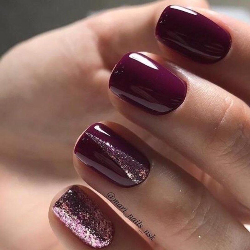 Маникюр бордо марсала