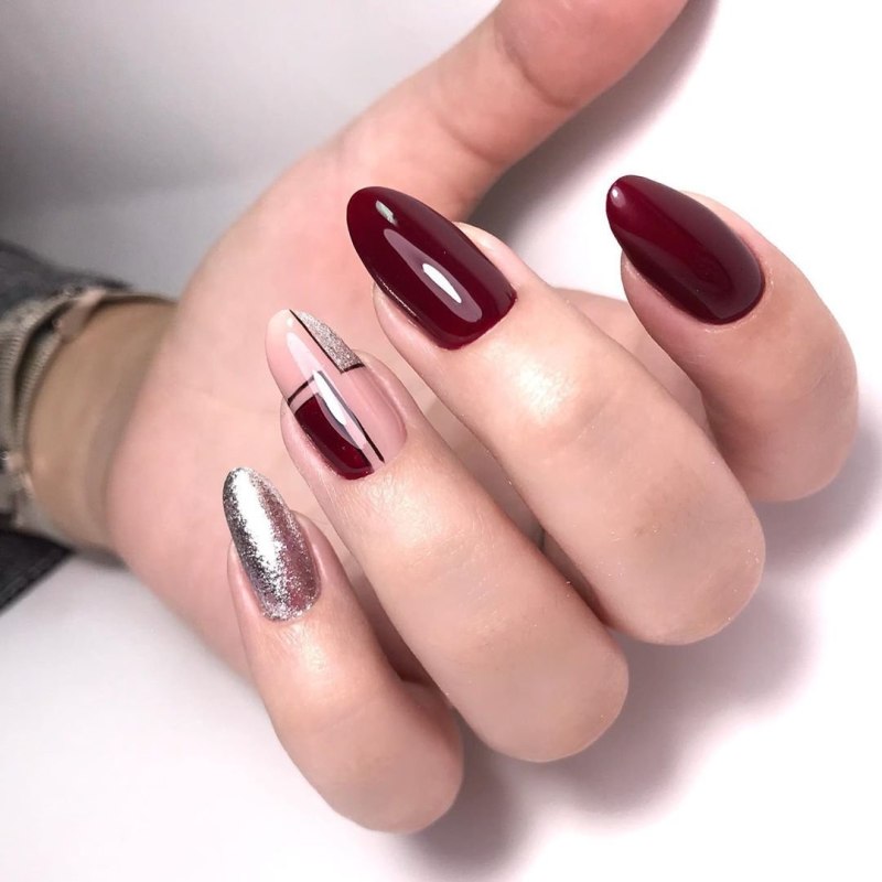 Маникюр бордо марсала