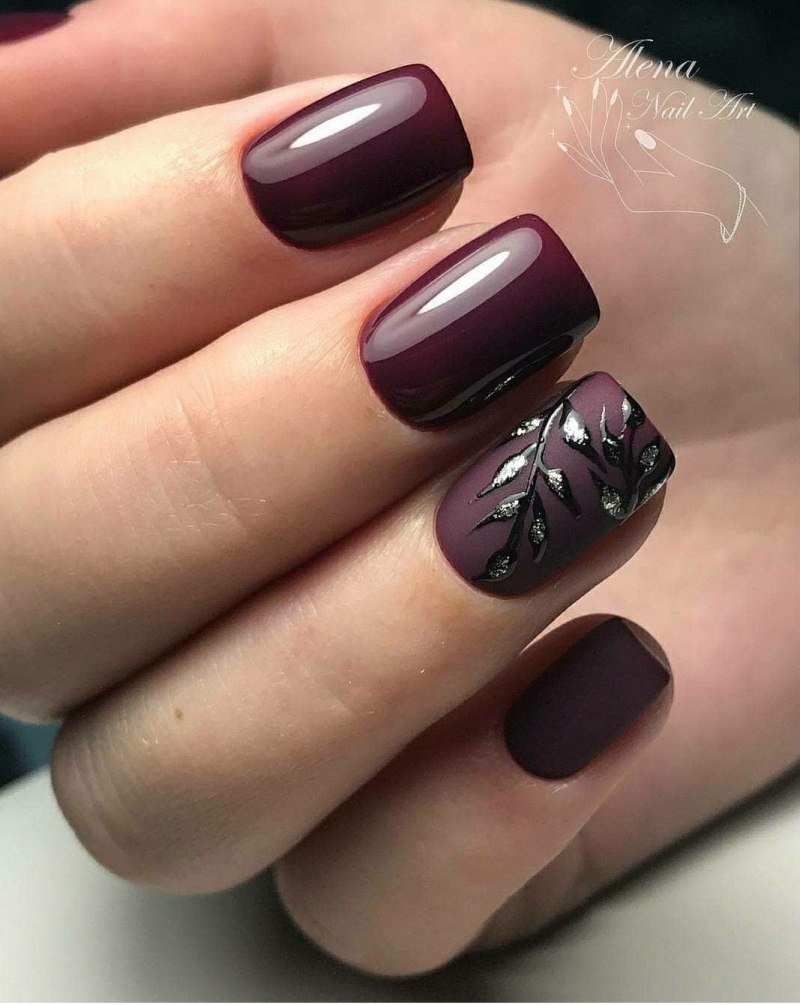 Маникюр цвета бургунди