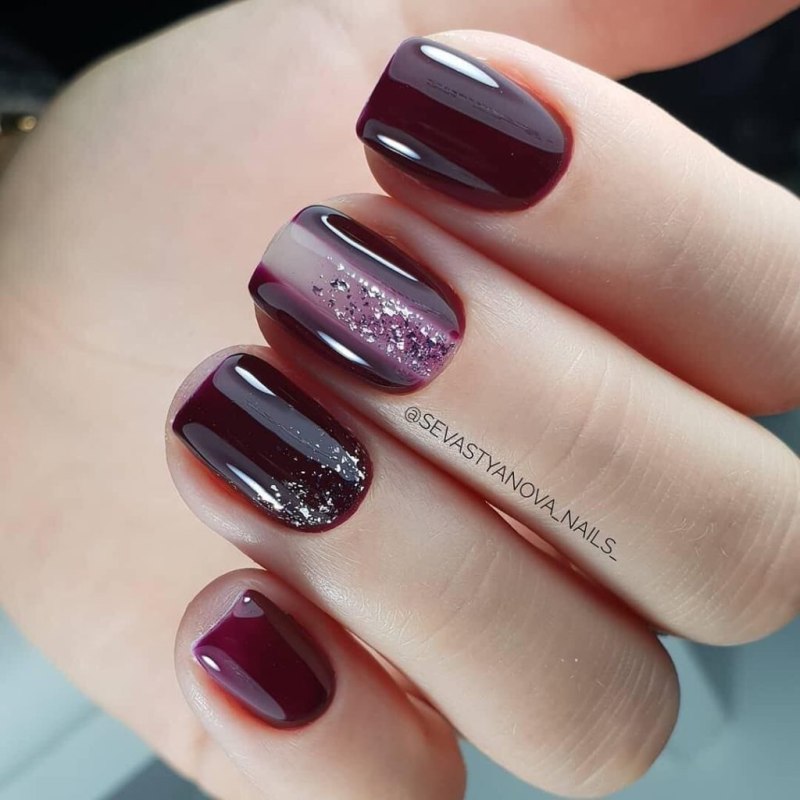 Маникюр бордо марсала бургунди