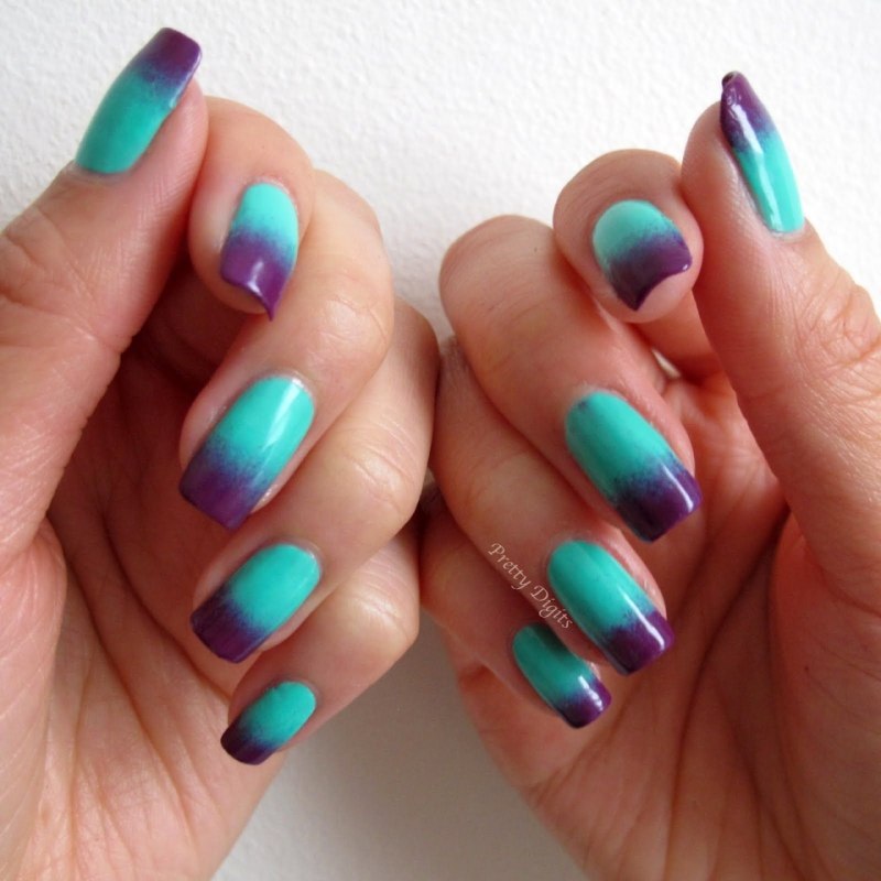 Мятный маникюр на длинные ногти