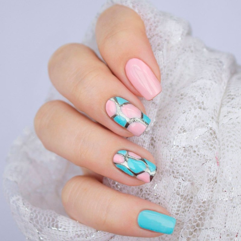 Шеллак голубой с блестками