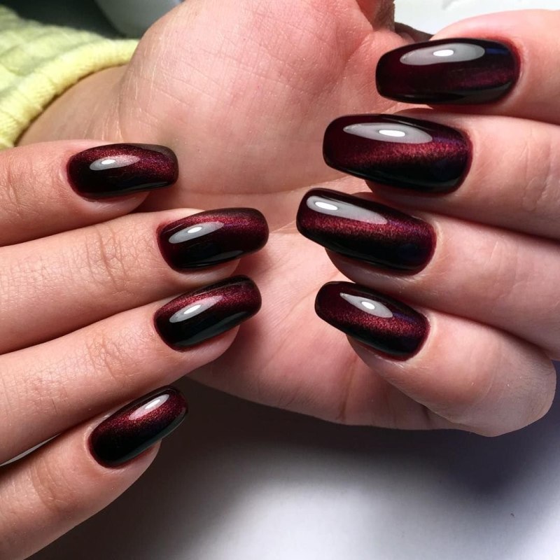 Ногти однотонные кошачий глаз