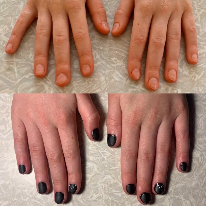 Маникюр черный с блестками