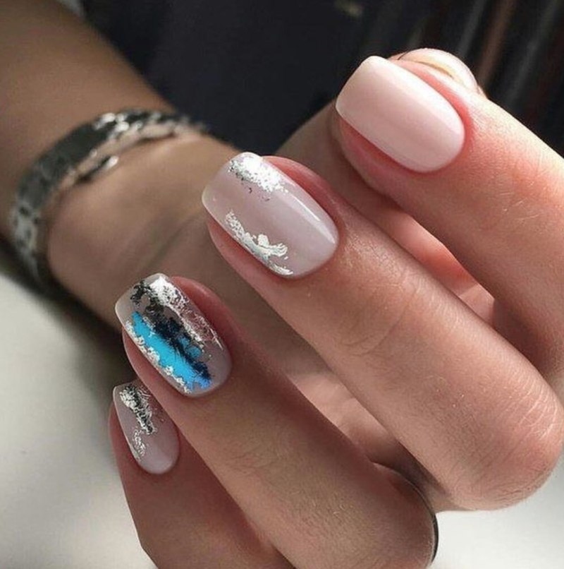 Ногти серебро с золотом