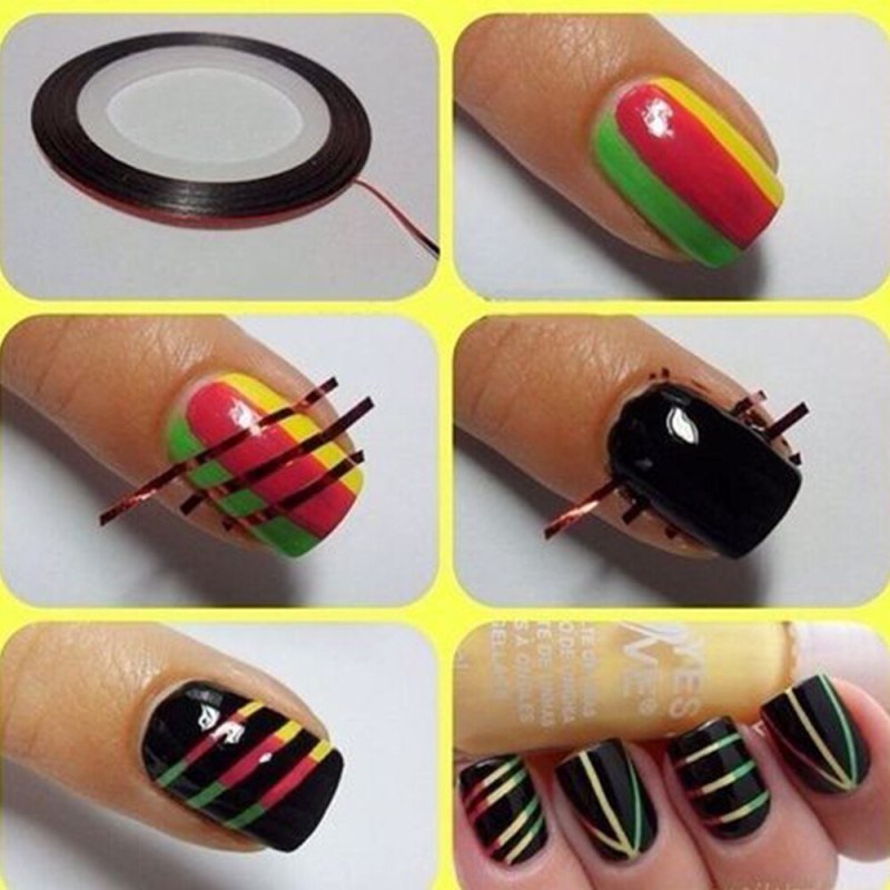 Маникюр для начинающих с полосками