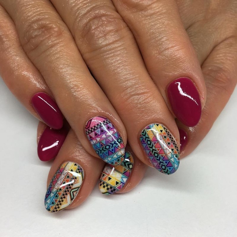 Ногти синие с розовым