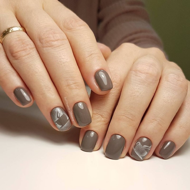 Маникюр на короткие ногти осень