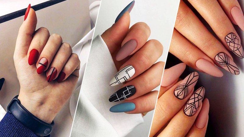Маникюр с геометрическими линиями