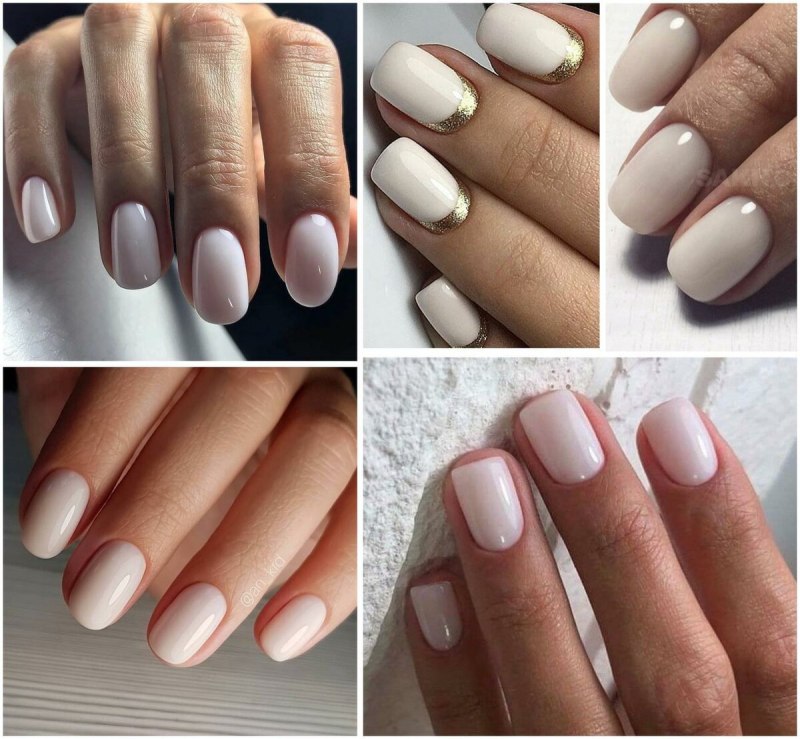 Молочный маникюр с дизайном