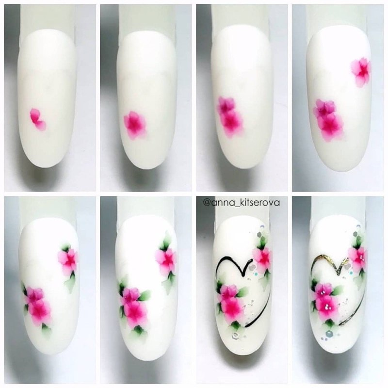 Рисование акварелью на ногтях для начинающих