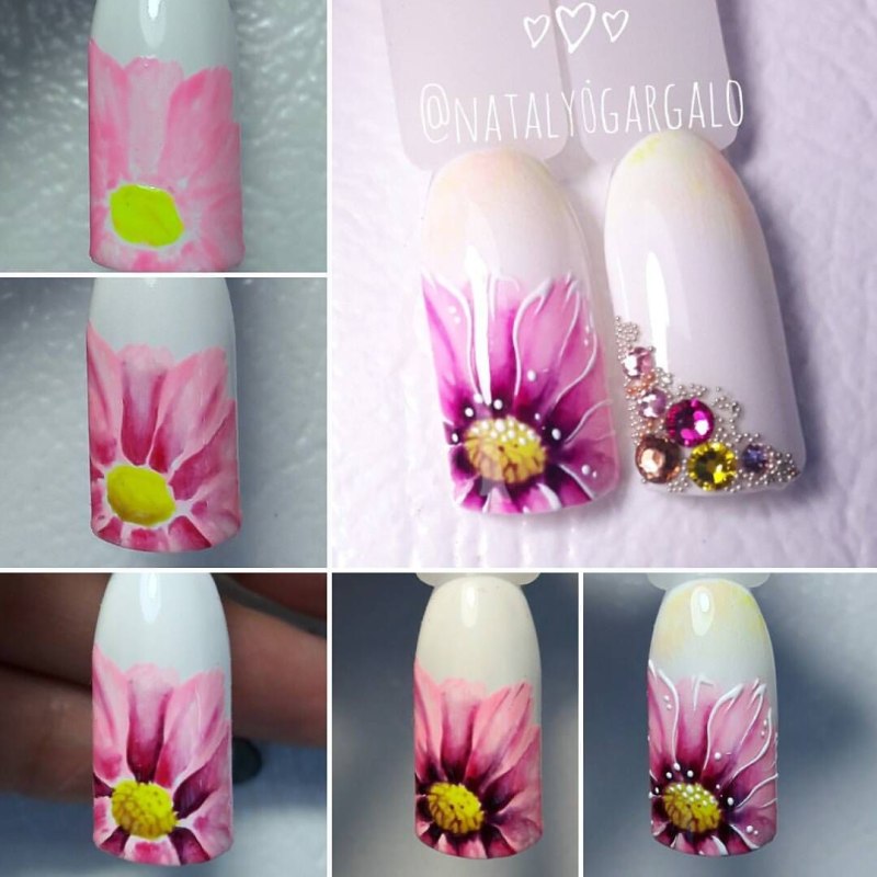 Цветочки на ногтях для начинающих