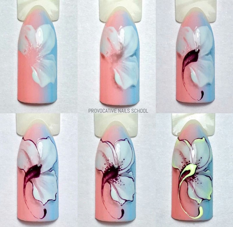 Красивые цветочки на ногтях пошагово