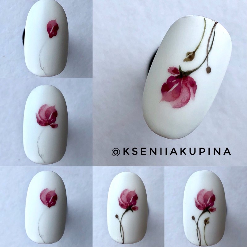 Акварель на ногтях пошагово