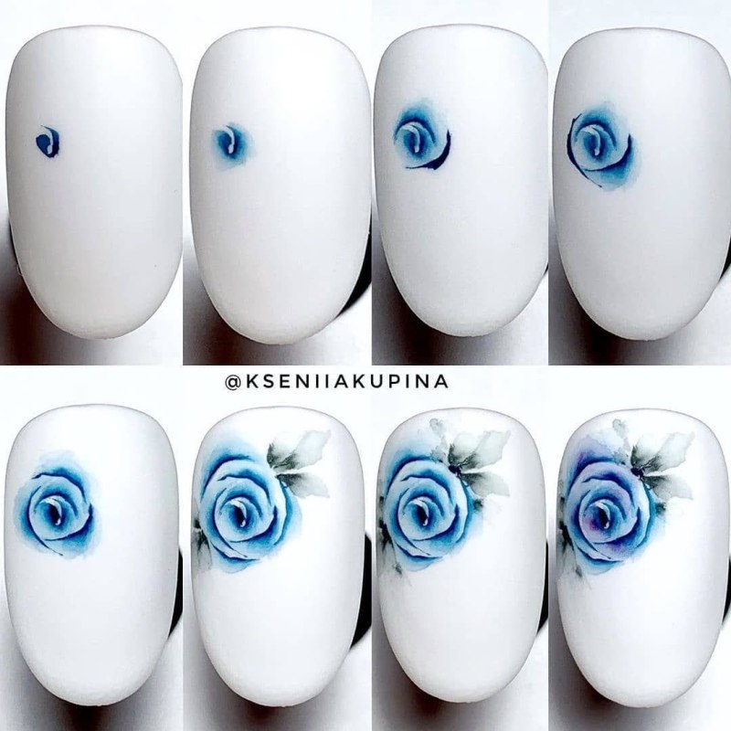 Акварель на ногтях для начинающих
