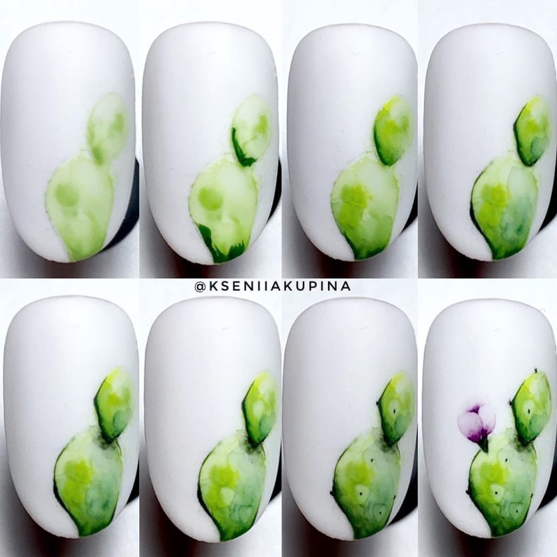Акварель на ногтях пошагово