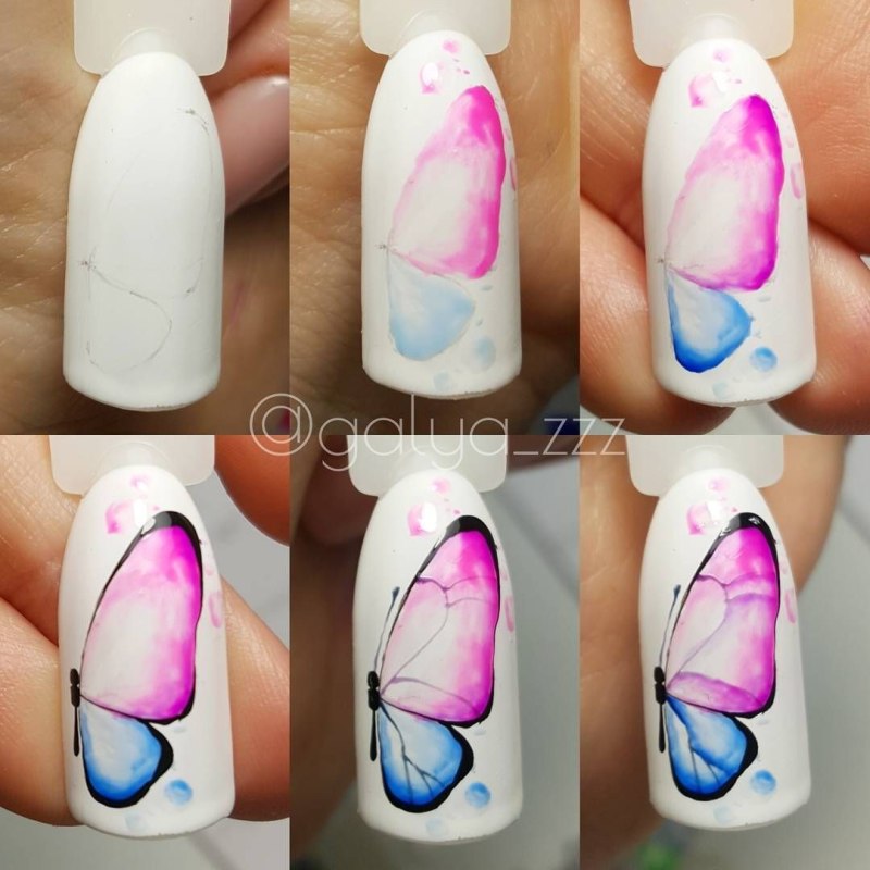 Акварель на ногтях пошагово