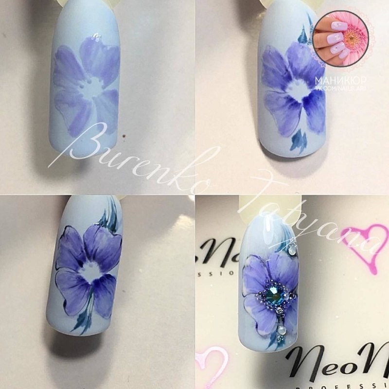 Цветы на ногтях пошагово для начинающих