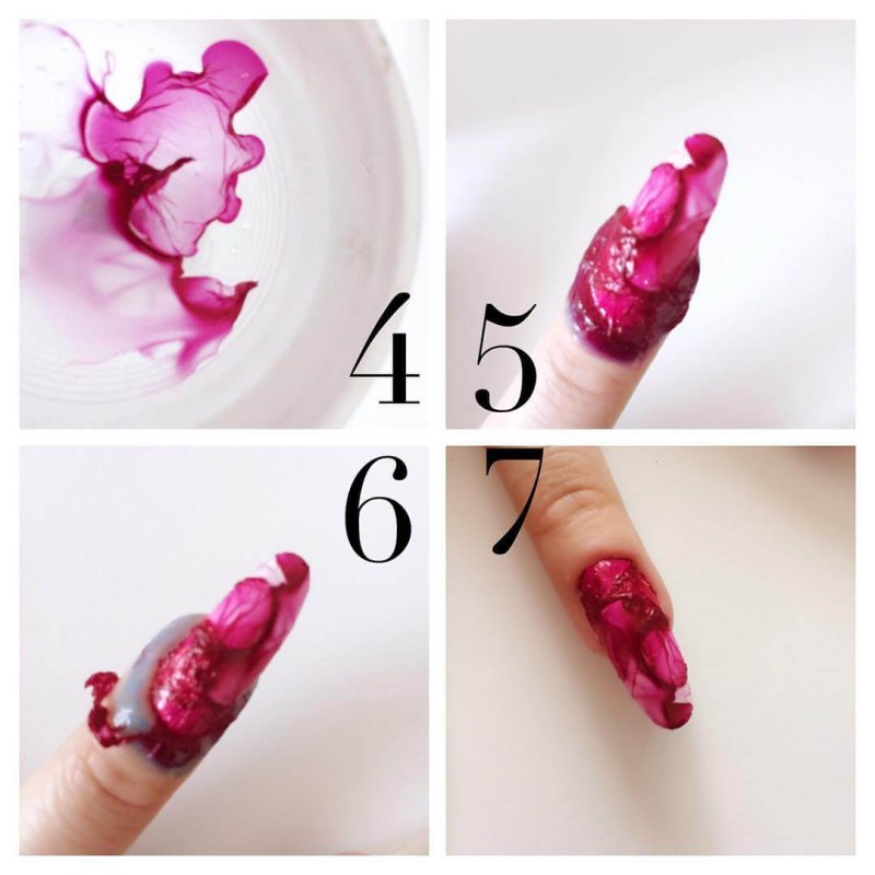 Розочка акварелью на ногтях