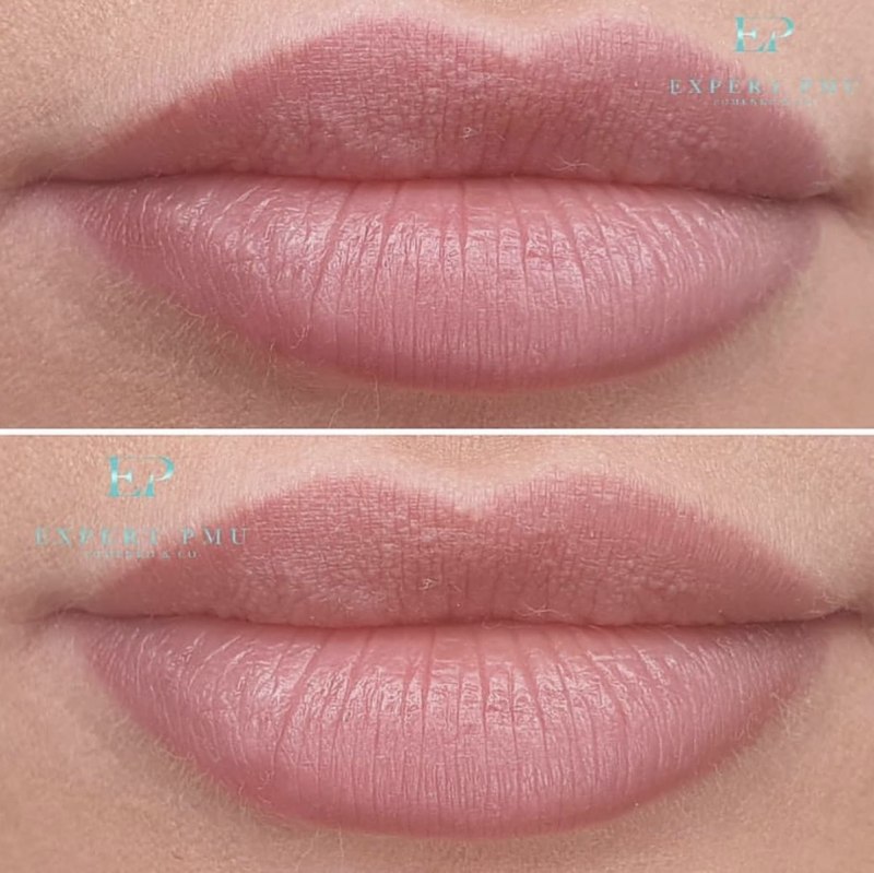 Татуаж губ помадный эффект зажившие