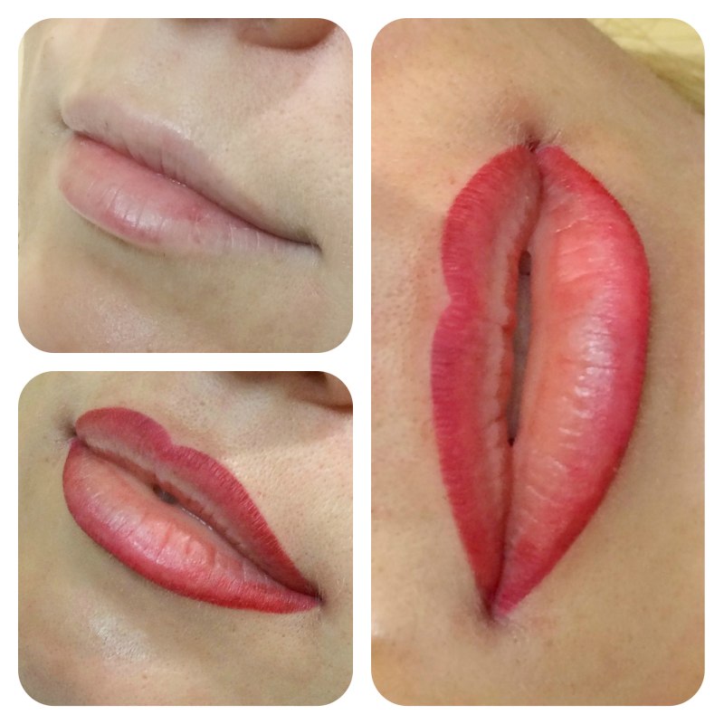 Нюдовый контур губ перманентный