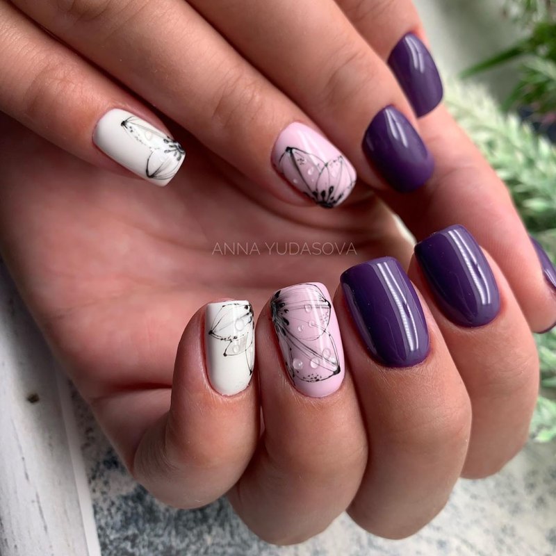 Френч на квадратных ногтях