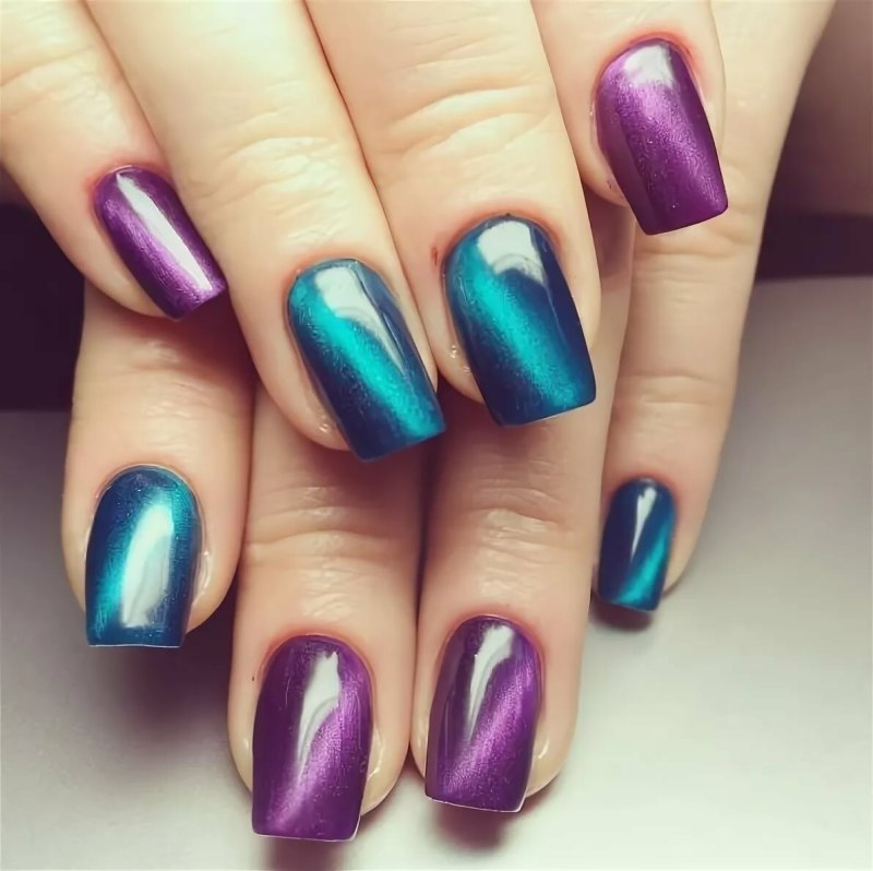 Маникюр кошачий глаз градиент