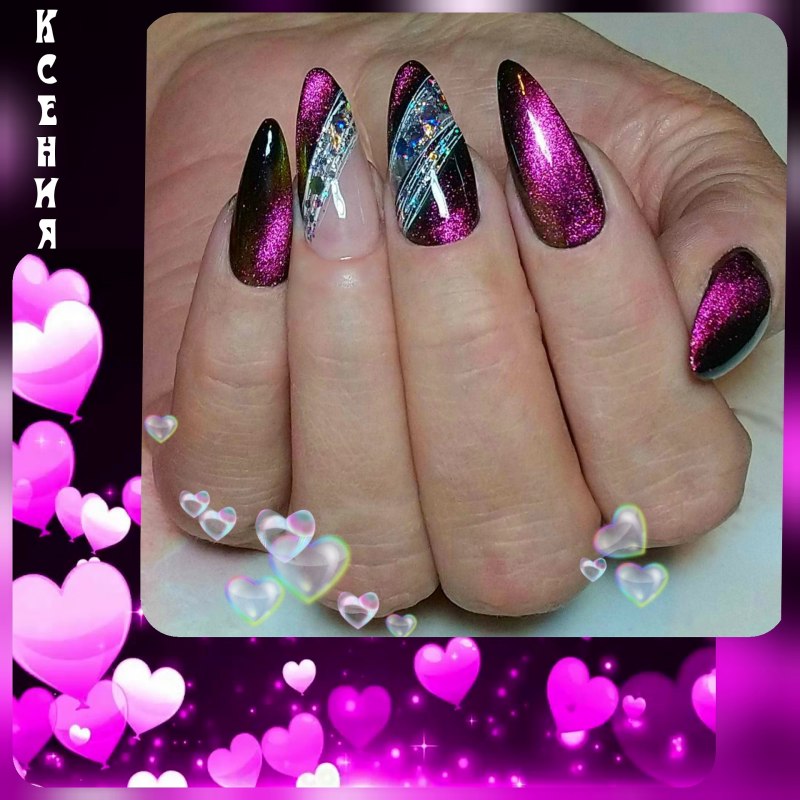 Дизайн ногтей кошачий глаз