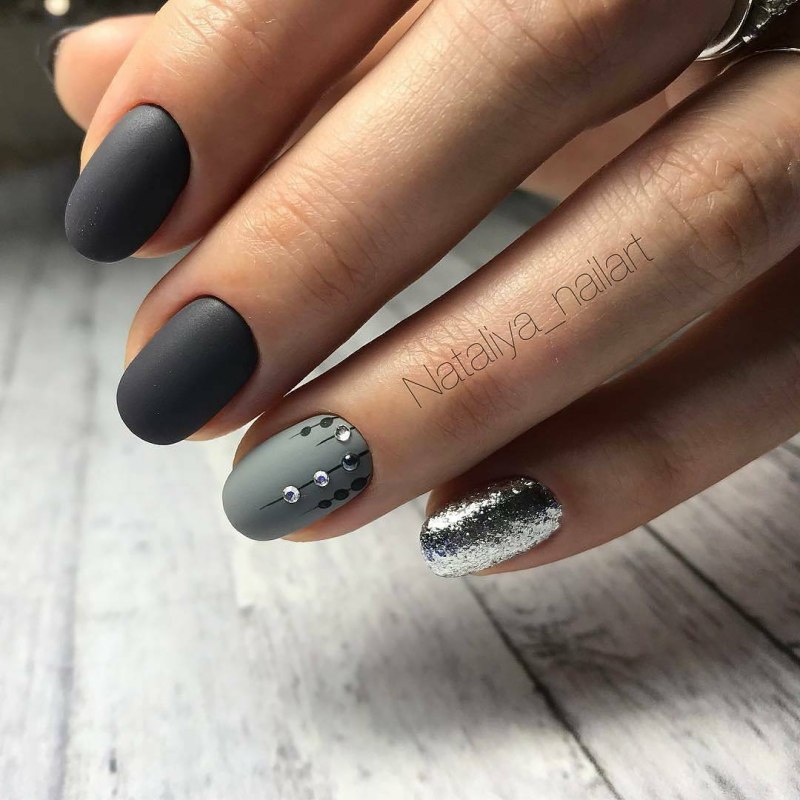 Маникюр цвет асфальт им золото