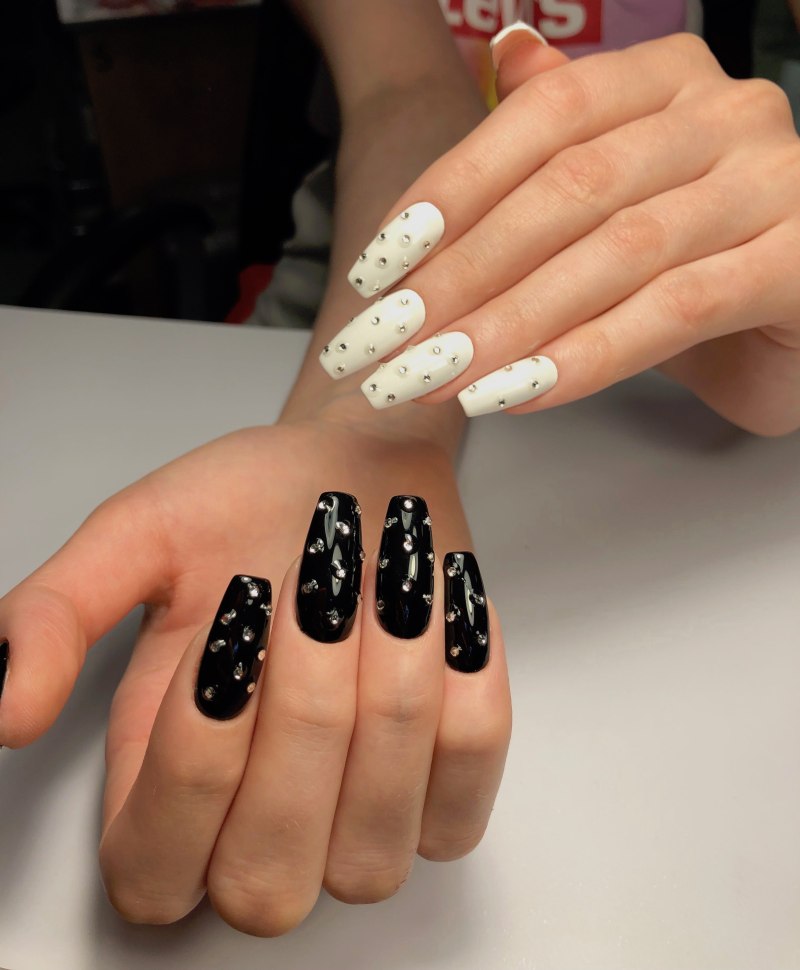 Маникюр на длинные квадратные ногти