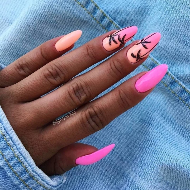 Летние ногти миндаль