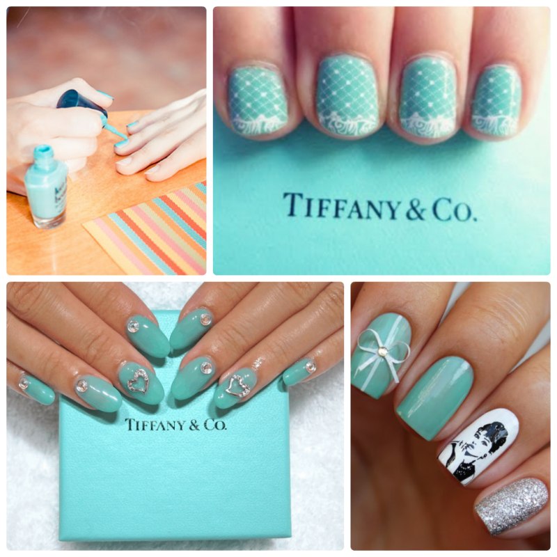 Бирюзовый перепелиный маникюр
