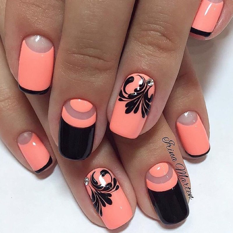 Дизайн ногтей коралловый