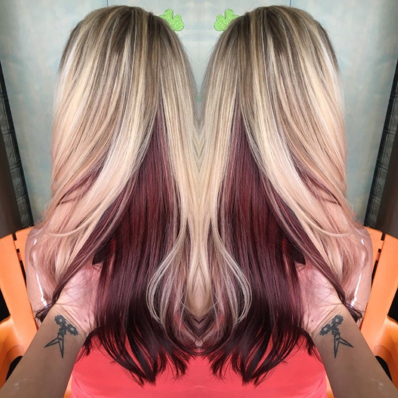 Цветное окрашивание на светлые волосы