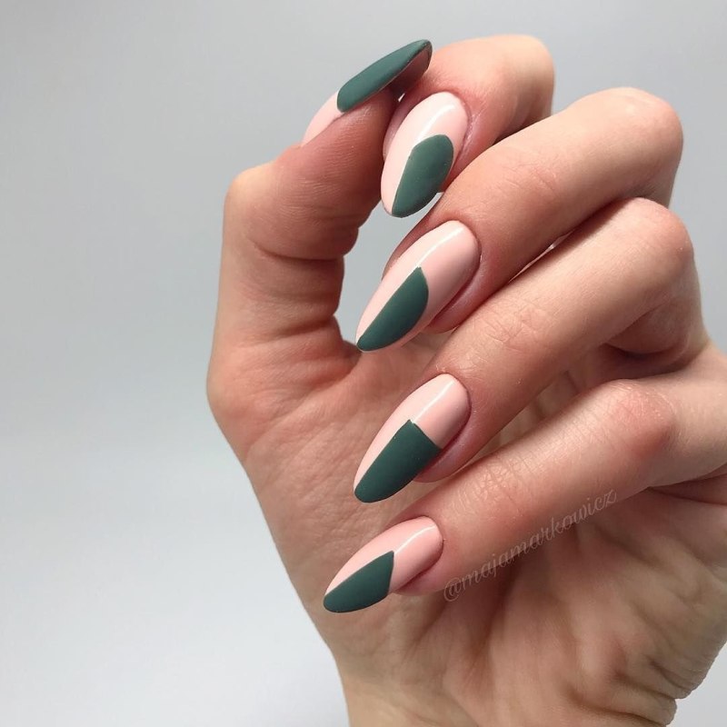 Маникюр цвета хаки на короткие ногти
