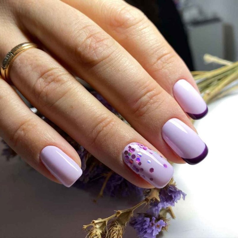 Фиолетовый маникюр на короткие ногти однотонные