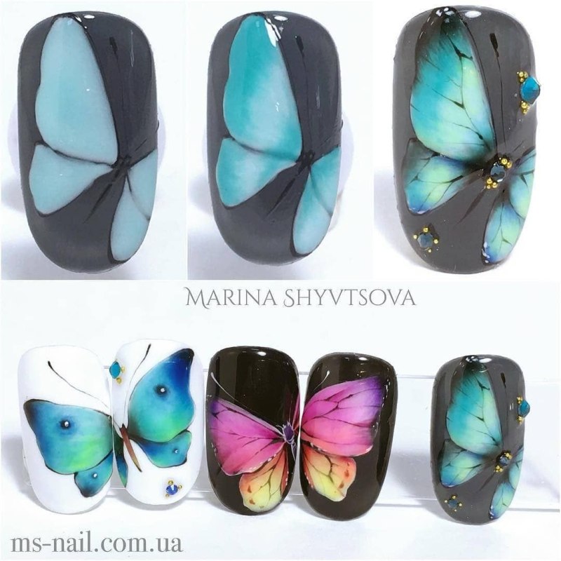 Маникюр цветы акварель