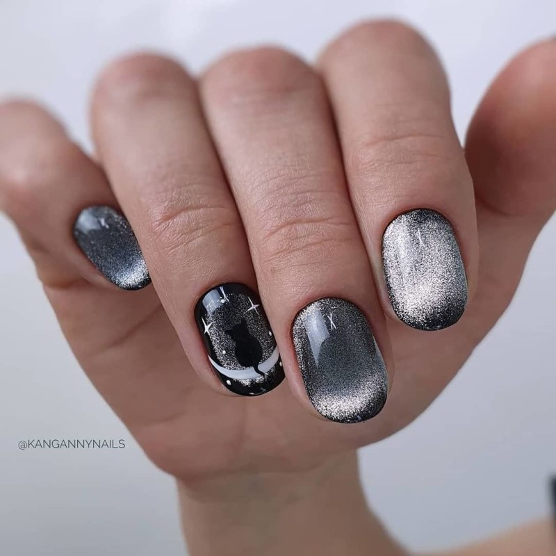 Маникюр на короткие ногти с втиркой 2019