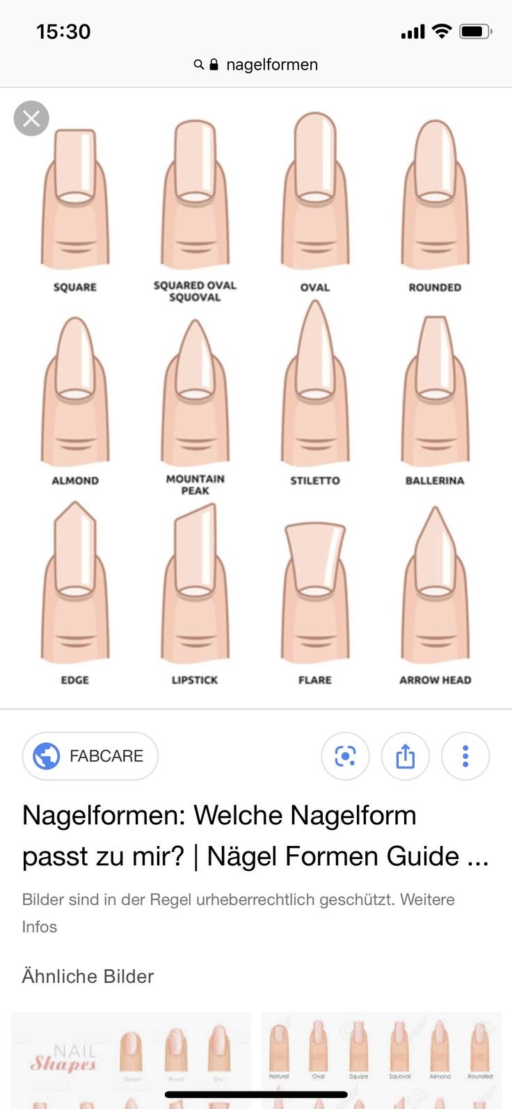 Таблица длины ногтей при наращивании миндаль
