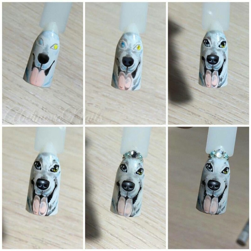 Маникюр с корги на ногтях