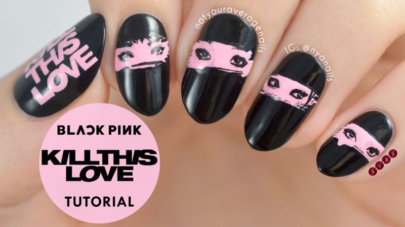 Маникюр в стиле BLACKPINK короткие и овальные ногти